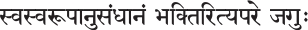 'Investigation into the Self is nothing other than devotion.' in Devanagari script